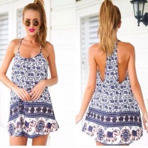 Blue boho dress